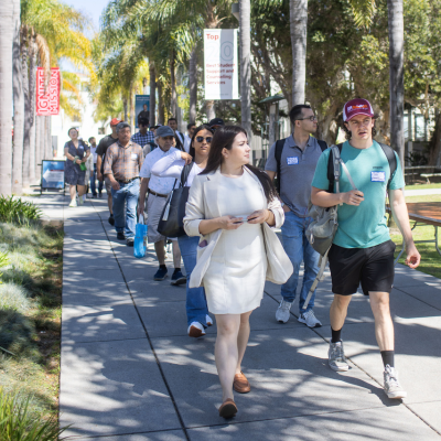 Graduate Students tour LMU's westchester campus